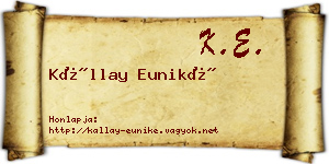 Kállay Euniké névjegykártya